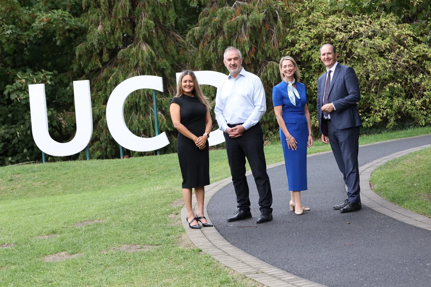 Speakers by the UCD sign at Belfield